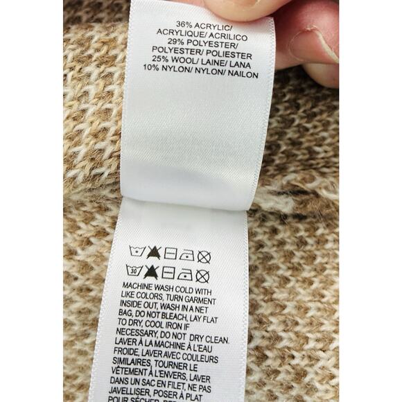 NWT Lucky Brand Sz S Tan Brn Camo 5 Button Up Cardigan Wool Blend MSRP $80 - Picture 4 of 9